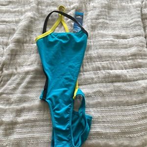 womens athletic open back swimsuit speedo